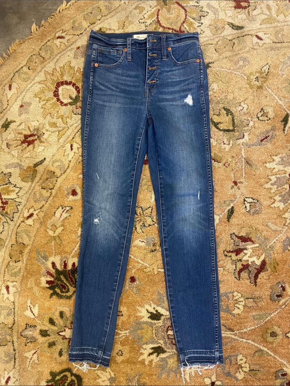 Madewell Women's Skinny Jeans in Distressed Blue Denim
